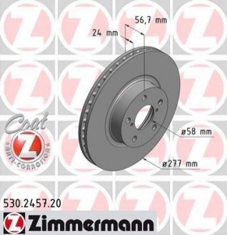 530245720 ZIMMERMANN Диск гальмівний Coat Z