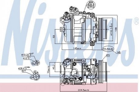 89199 NISSENS Компресор BMW 5 E60-E61(03-)540 i(+)[OE 64526921649]