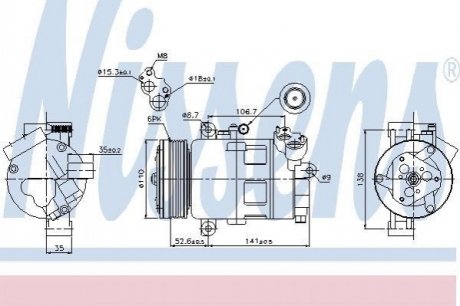 89307 NISSENS Компресор BMW 3 E46(98-)316 i(+)[OE 64509182795]