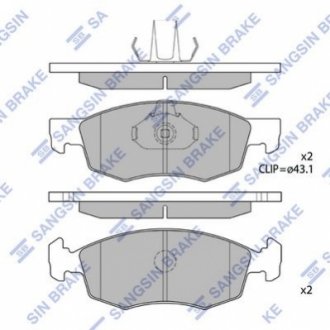 SP1198 Hi-Q (SANGSIN) Комплект гальмівних колодок з 4 шт. дисків