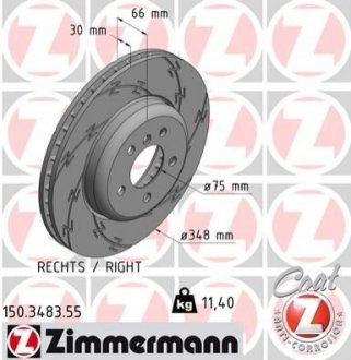 150.3483.55 ZIMMERMANN Диск тормозной правый