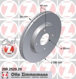 200.2520.20 ZIMMERMANN Диск тормозной COAT Z