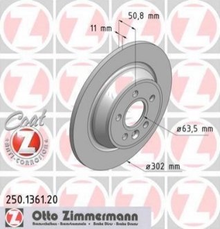 250.1361.20 ZIMMERMANN Диск тормозной COAT Z