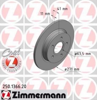 250.1366.20 ZIMMERMANN Диск гальмівний Coat Z