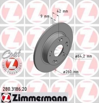 280.3186.20 ZIMMERMANN Диск тормозной COAT Z