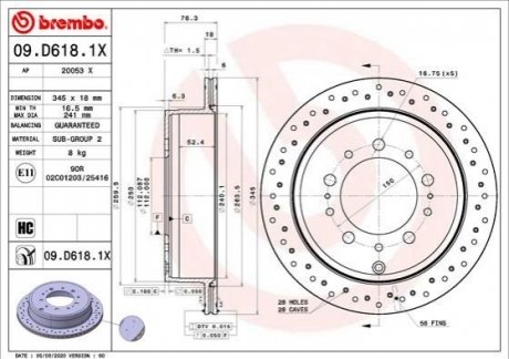 09.D618.1X BREMBO Гальмівний диск