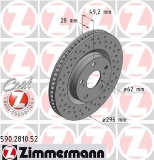 590.2810.52 ZIMMERMANN Диск гальмівний SPORT Z