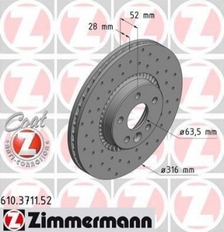 610.3711.52 ZIMMERMANN Диск тормозной Sport