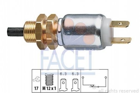 7.1014 FACET Датчик стоп-сигналу BMW 3(E30)/ 5(E28/E34)/ MB T1/ Volvo 740/940 1.6-5.0 74-98