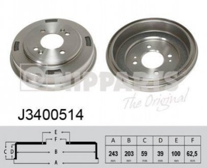 J3400514 NIPPARTS Гальмівний барабан