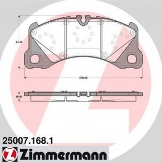 25007.168.1 ZIMMERMANN Колодки гальмівні дискові