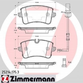 25214.175.3 ZIMMERMANN Колодки тормозные