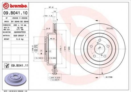 09.B041.10 BREMBO Тормозной диск