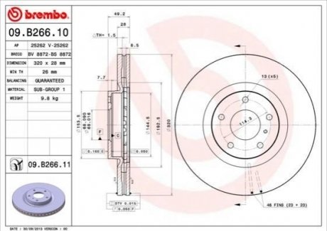 09.B266.11 BREMBO Тормозной диск