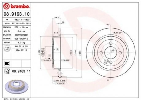 08.9163.10 BREMBO Гальмівний диск