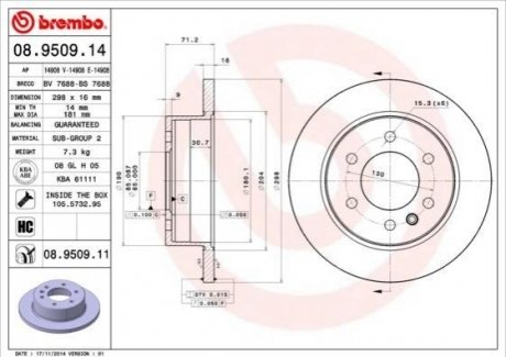 08.9509.14 BREMBO Гальмівний диск