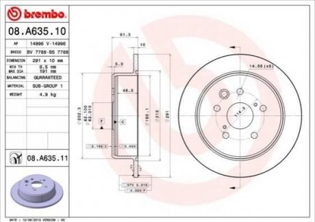 08.A635.11 BREMBO Гальмівний диск