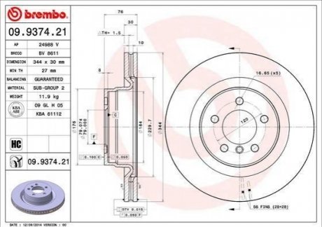 09.9374.21 BREMBO Гальмівний диск