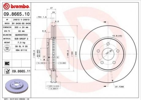 09.8665.11 BREMBO Тормозной диск