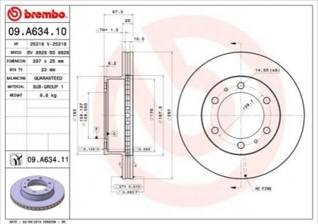 09.A634.10 BREMBO Гальмівний диск