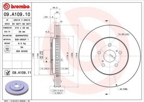 09.A109.11 BREMBO Гальмівний диск