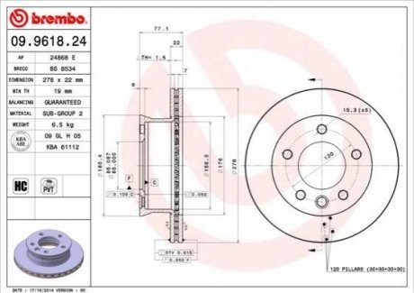 09.9618.24 BREMBO Гальмівний диск