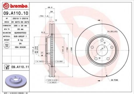 09.A110.11 BREMBO Гальмівний диск