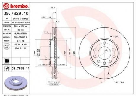 09.7629.10 BREMBO Гальмівний диск