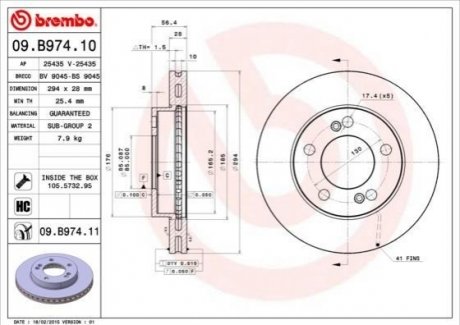 09.B974.11 BREMBO Тормозной диск