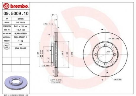 09.5009.10 BREMBO Гальмівний диск