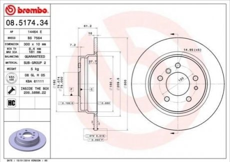 08.5174.34 BREMBO Гальмівний диск