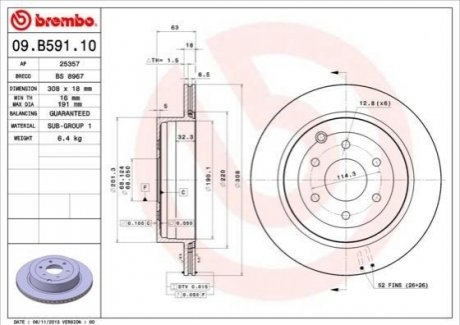 09.B591.10 BREMBO Тормозной диск