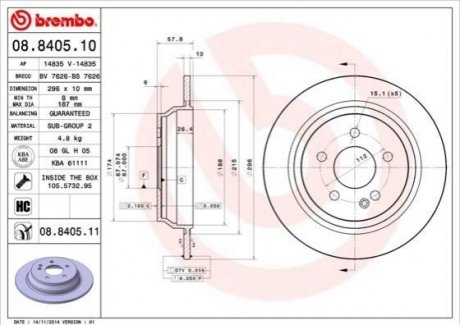 08.8405.10 BREMBO Тормозной диск