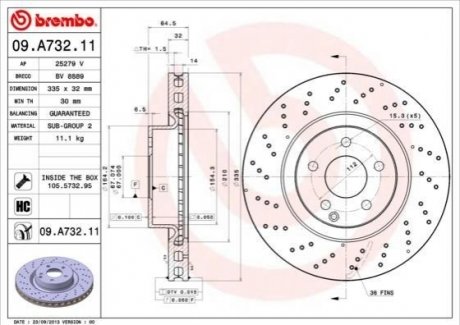 09.A732.11 BREMBO Гальмівний диск