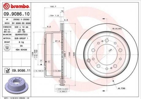 09.9086.11 BREMBO Тормозной диск