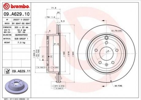 09.A629.10 BREMBO Гальмівний диск