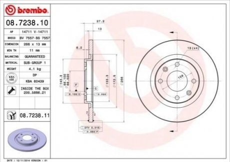 08.7238.10 BREMBO Тормозной диск