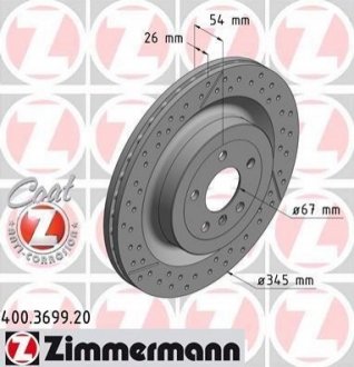 400.3699.20 ZIMMERMANN Диск гальмівний Coat Z