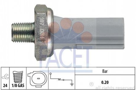 7.0187 FACET Датчик давления масла (0,2bar/1 конт./серий) Lancer 08-/ASX/Outlander 06-/Smart 07- (7.0187) Facet