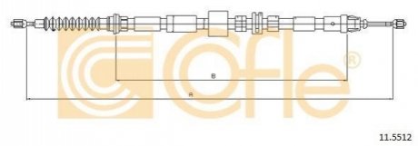 11.5512 COFLE Трос ручного гальма зад. Mondeo III/IV 00- Л=Пр. (1722/1514) (универсал)