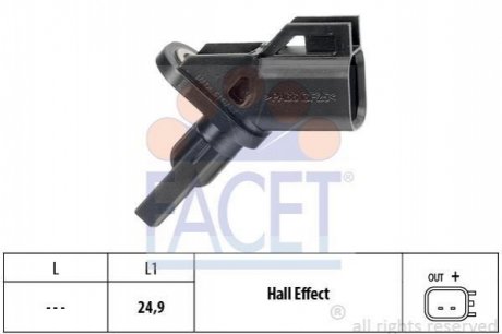 21.0001 FACET Датчик ABS Ford MONDEO III 1.8 16V-3.0 V6 24V 00-09 передній Л/Пр (21.0001) FACE