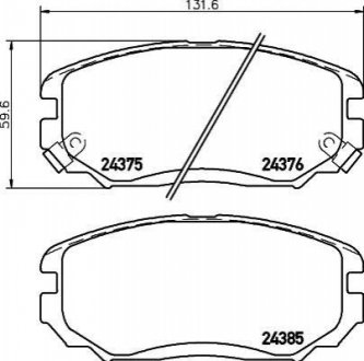 NP6089 NISSHINBO Колодки тормозные дисковые передні Hyundai Elantra, Sonata, Tucson/Kia Sportage, Soul 1.6, 2.0 2.4 (04-) (NP6089) NISSHINBO