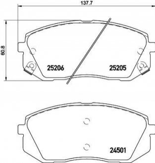 NP6034 NISSHINBO Колодки тормозные дисковые передние Hyundai i40, ix35 1.6, 1.7, 2.0 (11-)/Kia Sportage 2.0, 2.7 (04-) (NP6034) NISSHINBO