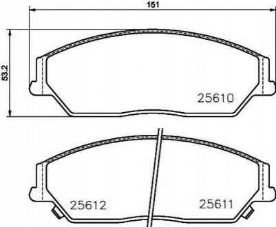 NP1052 NISSHINBO Колодки тормозные дисковые передние Toyota Camry 2.0, 2.5 (11-)/BYD M6, S6 2.0, 2.4 (10-) (NP1052) NISSHINBO