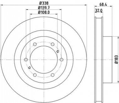 ND1058K NISSHINBO Диск тормозной передний Lexus GX 460 (09-)/ Toyota Land Cruiser 150 2.7, 3.0, 4.0 (10-) (ND1058K) NISSHINBO