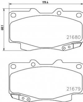 NP1075 NISSHINBO Колодки тормозные дисковые передние Toyota Hilux III, Fortuner 2.5, 3.0, 4.0 (05-) (NP1075) NISSHINBO