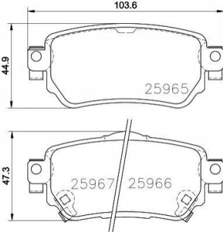 NP2073 NISSHINBO Колодки тормозные дисковые задние Nissan Qashqai, X-Trail 1.5, 1.6, 2.0 (13-) (NP2073) NISSHINBO