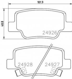 NP1127 NISSHINBO Колодки тормозные дисковые задние Toyota Verso 1.6, 1.8, 2.0, 2.2 (09-) (NP1127) NISSHINBO