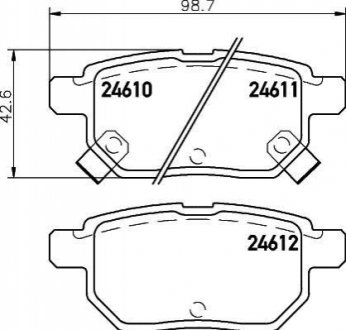 NP1020 NISSHINBO Колодки тормозные дисковые задние Toyota Auris 1.4, 1.6, 1.8, 2.0 (06-) (NP1020) NISSHINBO