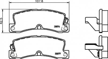 NP1070 NISSHINBO Колодки тормозные дисковые задние Toyota Corolla 1.6, 1.8, 2.0 (97-00) (NP1070) NISSHINBO